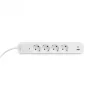 Videx Oncord fehér színű 4-es professzionális hosszabbító kapcsolóval 3m-es kábellel 1 x USB + 1 x USB-C