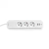 Videx Oncord fehér színű 3-as professzionális hosszabbító kapcsolóval 3m-es kábellel 2 x USB + 1 x USB-C