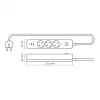 Videx Oncord fehér színű 3-as professzionális hosszabbító kapcsolóval 3m-es kábellel 2 x USB + 1 x USB-C