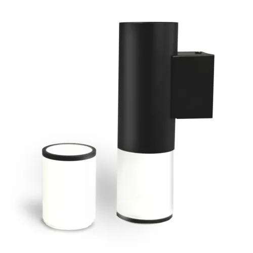 Videx Kerti oldalfalra helyezhető kerek fekete színű lámpa 2xGU10-es foglalattal