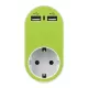 Dugaljzat 2 USB csatlakozóval zöld színben