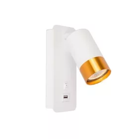   MasterLED Klemens arany/fehér fali lámpa GU10-es foglalattal USB aljzattal