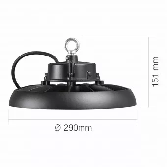 VIDEX HB01 LED csarnokvilágító 150W 5000K 27000Lm 220V Fekete