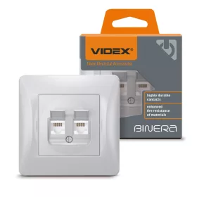   Videx Binera CAT6+CAT6 ezüst színű süllyesztett fali informatikai csatlakozó aljzat (20/120)