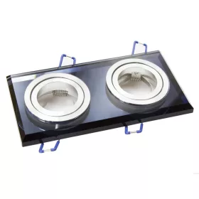   MasterLED kör alakú beépíthető fekete üveg spot keret 2xGU10-es foglalattal