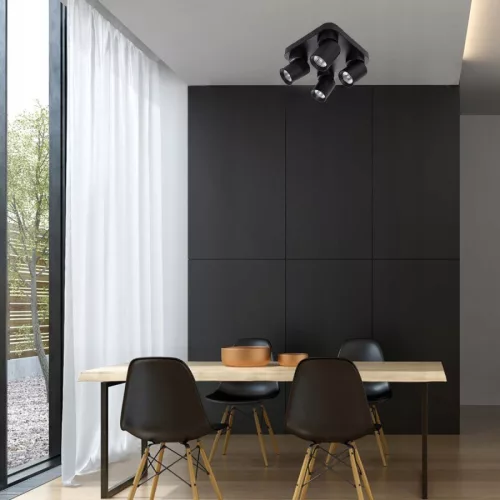 MasterLED Timo GU10 foglalatú 4-as fekete mennyezeti lámpa négyzet