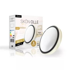   Skön Olle 24 W-os ø400 mm kerek natúr fehér fehér-szürke színű mennyezeti lámpa IP20-as védettségű