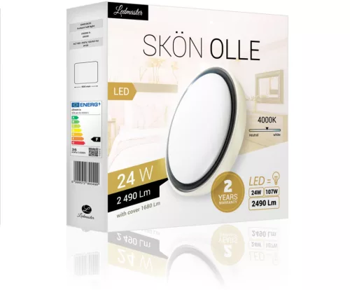 Skön Olle 24 W-os ø400 mm kerek natúr fehér fehér-szürke színű mennyezeti lámpa IP20-as védettségű