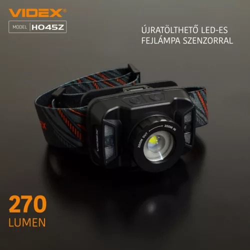 Videx LED Fejlámpa hidegfehér újratölthető akkumulátorral H056