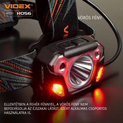 Videx LED Fejlámpa hidegfehér újratölthető akkumulátorral H056