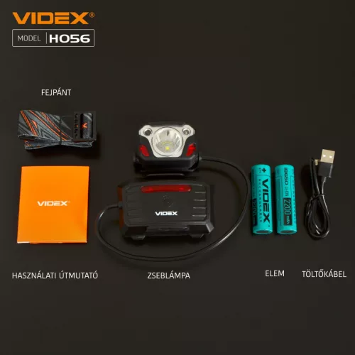 Videx LED Fejlámpa hidegfehér újratölthető akkumulátorral H056