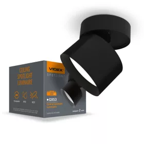   Videx fekete állítható mennyezeti lámpa keret GX53-as foglalattal