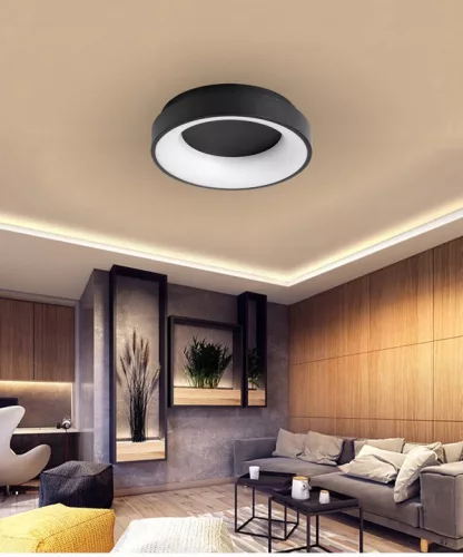 MasterLED Galaxis Nova 54 W-os 40x8 cm fekete LED távirányítós mennyezeti lámpa