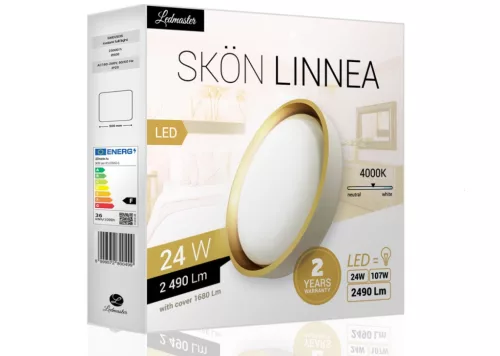 Skön Linnea 24 W-os ø400 mm kerek natúr fehér fehér-arany színű mennyezeti lámpa IP20-as védettségű