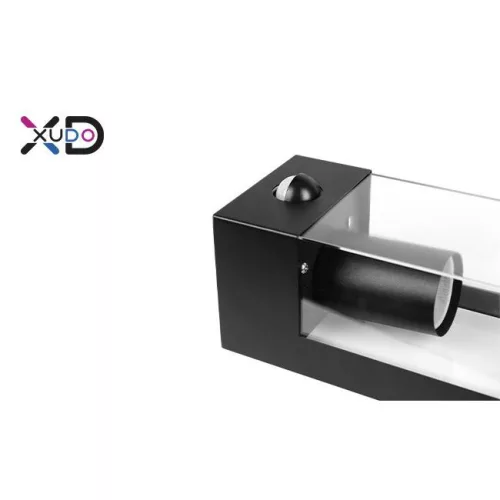 MasterLED Kerti oldalfalra helyezhető fekete színű lámpa E27-es foglalattal beépített mozgásérzékelővel