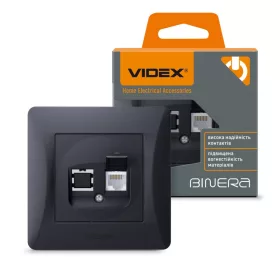   Videx Binera CAT6 fekete színű süllyesztett fali informatikai csatlakozó aljzat (20/120)