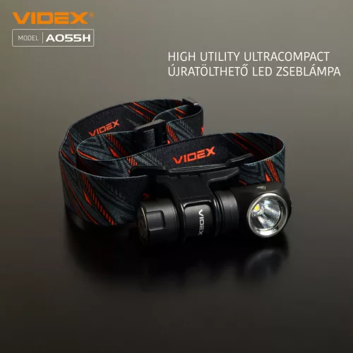 Videx LED Fejlámpa hidegfehér újratölthető akkumulátorral A055H
