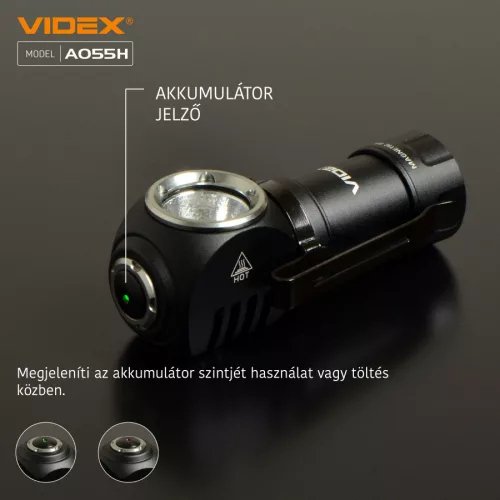 Videx LED Fejlámpa hidegfehér újratölthető akkumulátorral A055H