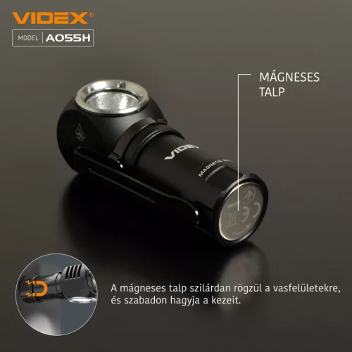 Videx LED Fejlámpa hidegfehér újratölthető akkumulátorral A055H