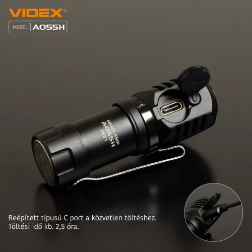 Videx LED Fejlámpa hidegfehér újratölthető akkumulátorral A055H