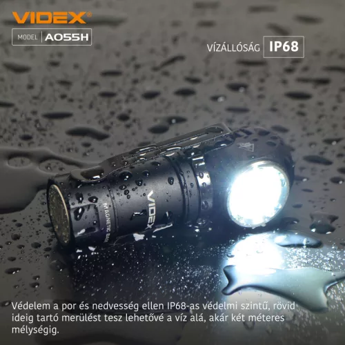 Videx LED Fejlámpa hidegfehér újratölthető akkumulátorral A055H