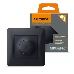   Videx Binera fekete színű süllyesztett 600W-os dimmer kapcsoló (12/96)