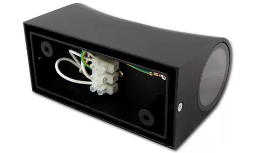 MasterLED Dora oldalfalra helyezhető fekete matt kültéri lámpatest ívelt oldalú két irányba világító cserélhető fényforrással