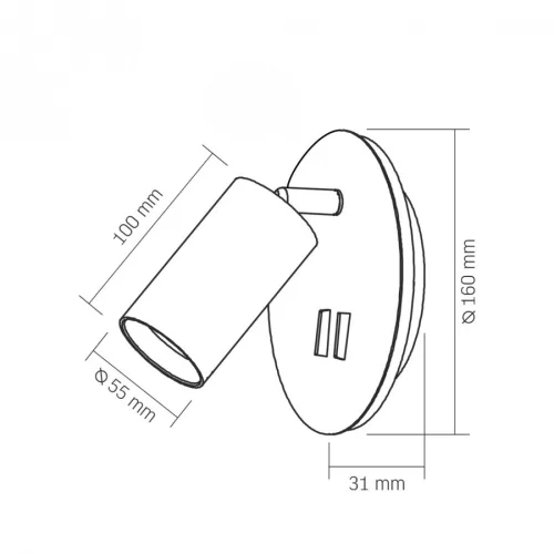Videx G10-es foglalatú fekete fali lámpa kapcsolóval