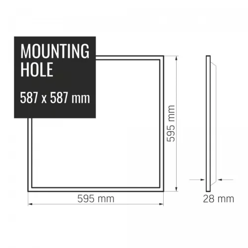 Videx 595 x 595-ös 36W-os natúr fehér LED panel, 5600lm, 4000K