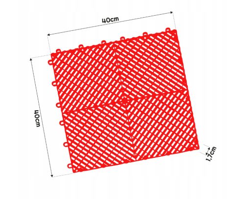 Moduláris garázspadló  polipropilén (PP) 40x40x1,8cm - piros