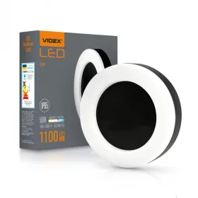   Videx Art 15 W-os ø190 mm kerek natúr fehér fekete mennyezeti lámpa IP65-ös védettségű