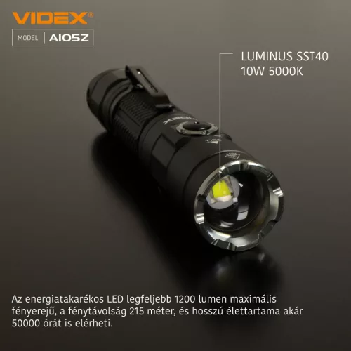 VIDEX akkumulátoros hordozható zseblámpa VLF-A105Z