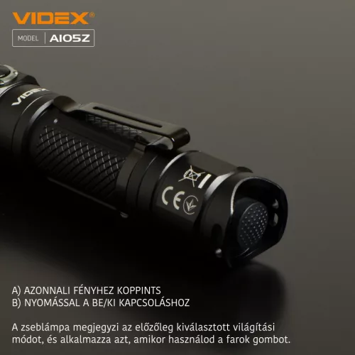 VIDEX akkumulátoros hordozható zseblámpa VLF-A105Z