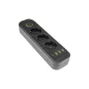 MasterLED Modi fekete színű 3-as hosszabító 2m-es kábellel 3 x USB 1 x USB-C