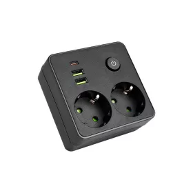   MasterLED Modi fekete színű 2-es hosszabító kapcsolóval  2 x USB-A  1x USB-C