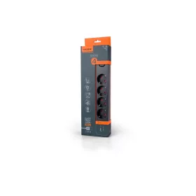   Videx Oncord fekete színű 4-es professzionális hosszabbító kapcsolóval 3m-es kábellel 1 x USB + 1 x USB-C
