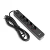 Videx Oncord fekete színű 4-es professzionális hosszabbító kapcsolóval 3m-es kábellel 1 x USB + 1 x USB-C