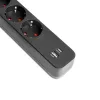 Videx Oncord fekete színű 4-es professzionális hosszabbító kapcsolóval 3m-es kábellel 1 x USB + 1 x USB-C