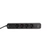 Videx Oncord fekete színű 4-es professzionális hosszabbító kapcsolóval 3m-es kábellel 1 x USB + 1 x USB-C