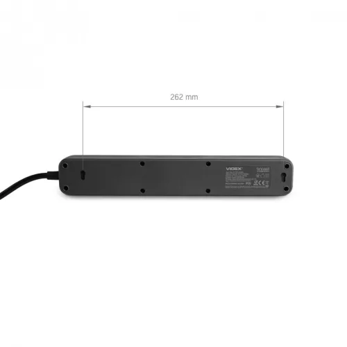 Videx Oncord fekete színű 4-es professzionális hosszabbító kapcsolóval 3m-es kábellel 1 x USB + 1 x USB-C