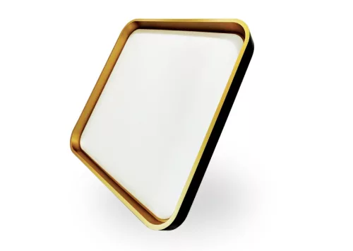 Skön Lucas 36 W-os ø500 mm négyzet alakú natúr fehér fekete-arany színű mennyezeti lámpa IP20-as védettségű