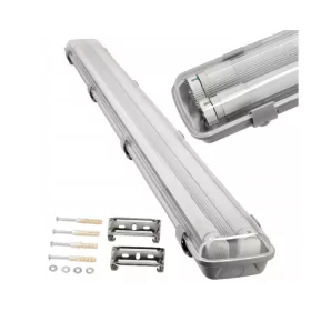   200db-os Berge 120 cm-es armatúra 2x18 W-os víztiszta fedéllel natúr fehér LED fénycsövekkel csomag