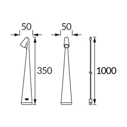 Strühm Grot LED asztali lámpa  fehér színben  szabályozható színhőmérséklettel és újratölthető akkumulátorral