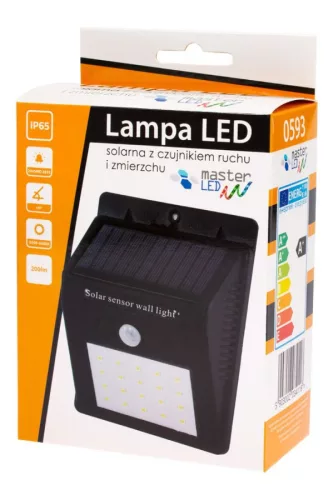 MasterLED Napelemes 3 W-os fali lámpa beépített mozgásérzékelővel