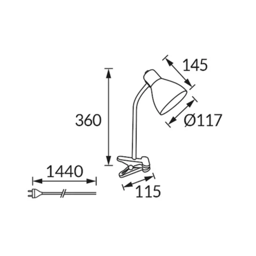Strühm Kati fekete színű E27-es foglalatú csiptetős asztali lámpa