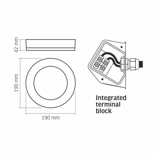 Videx Lena 15 W-os ø190 mm kerek natúr fehér fehér mennyezeti lámpa IP65-ös védettségű