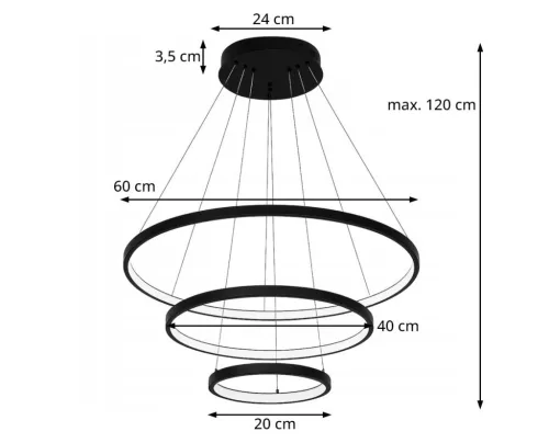 MasterLED Coma LED csillár 20/40/60cm 77W fekete