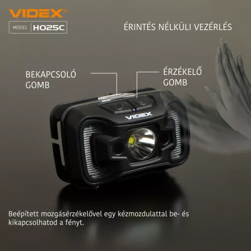 Videx LED Fejlámpa natúrfehér újratölthető akkumulátorral H025C