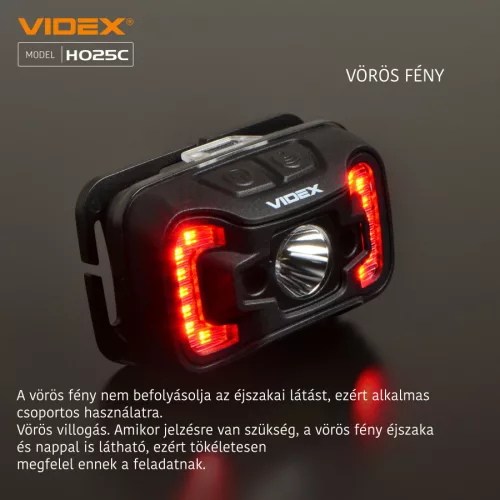 Videx LED Fejlámpa natúrfehér újratölthető akkumulátorral H025C