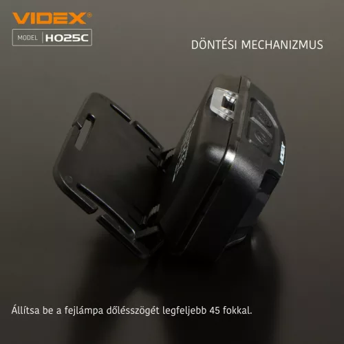 Videx LED Fejlámpa natúrfehér újratölthető akkumulátorral H025C